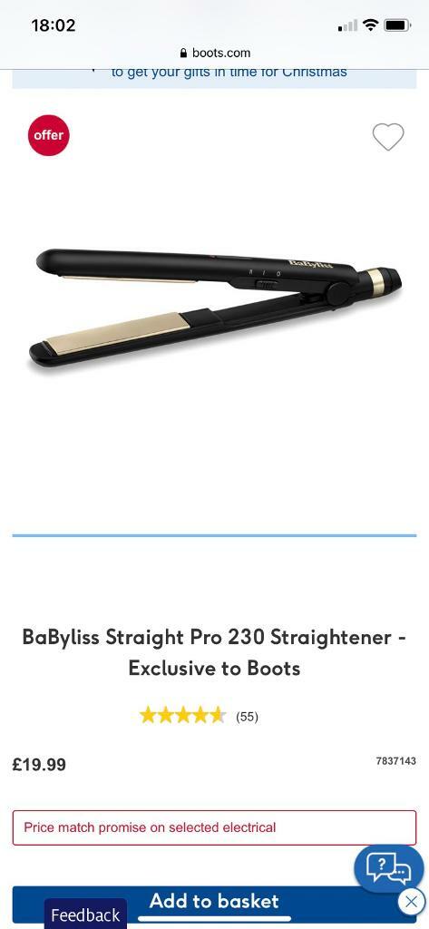 boots babyliss straight and curl